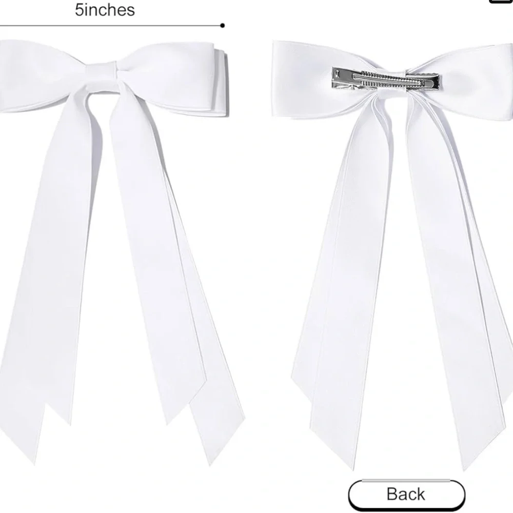 Clip on white hair bow, new | offer in description